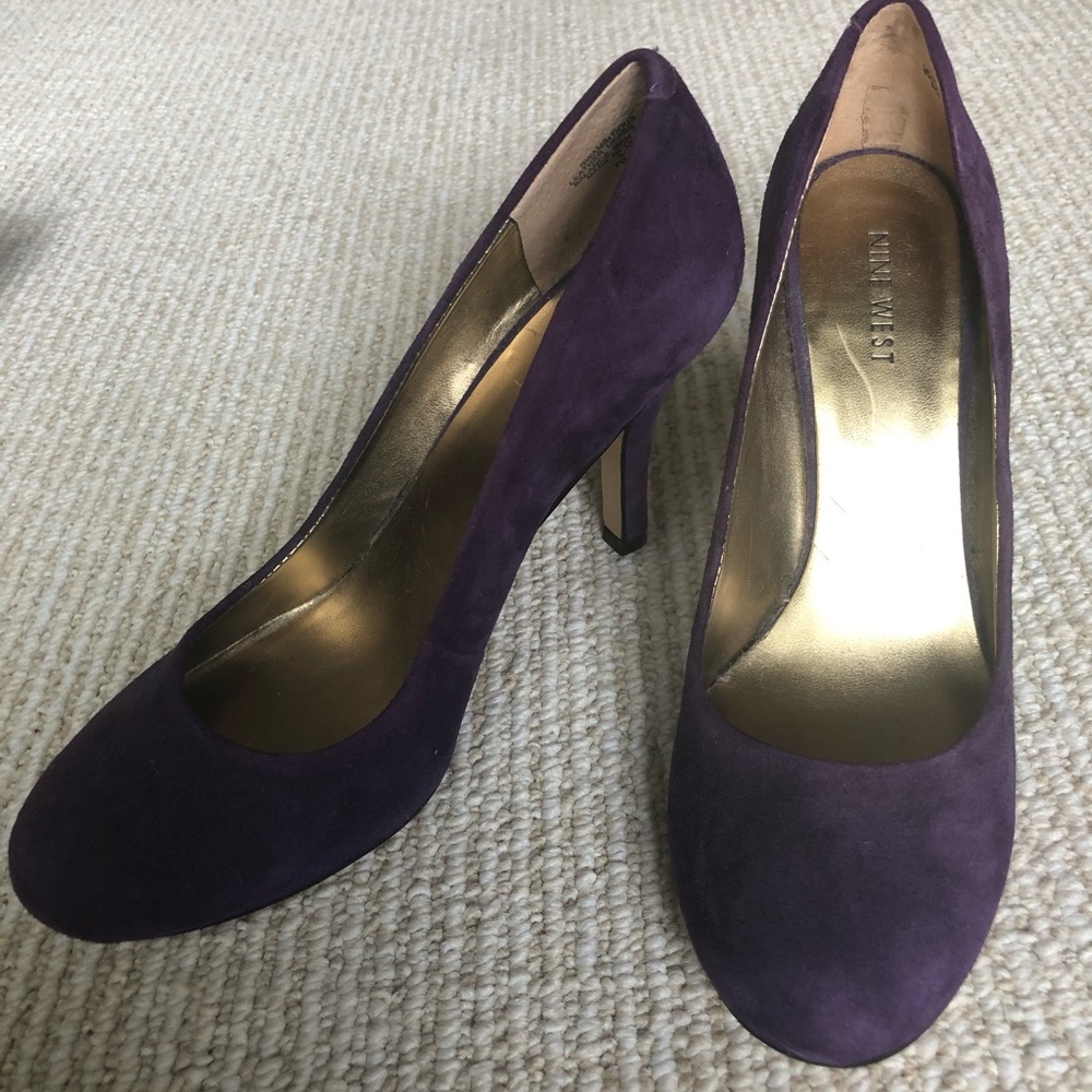Nine West Purple Suede Round Pumps Heels